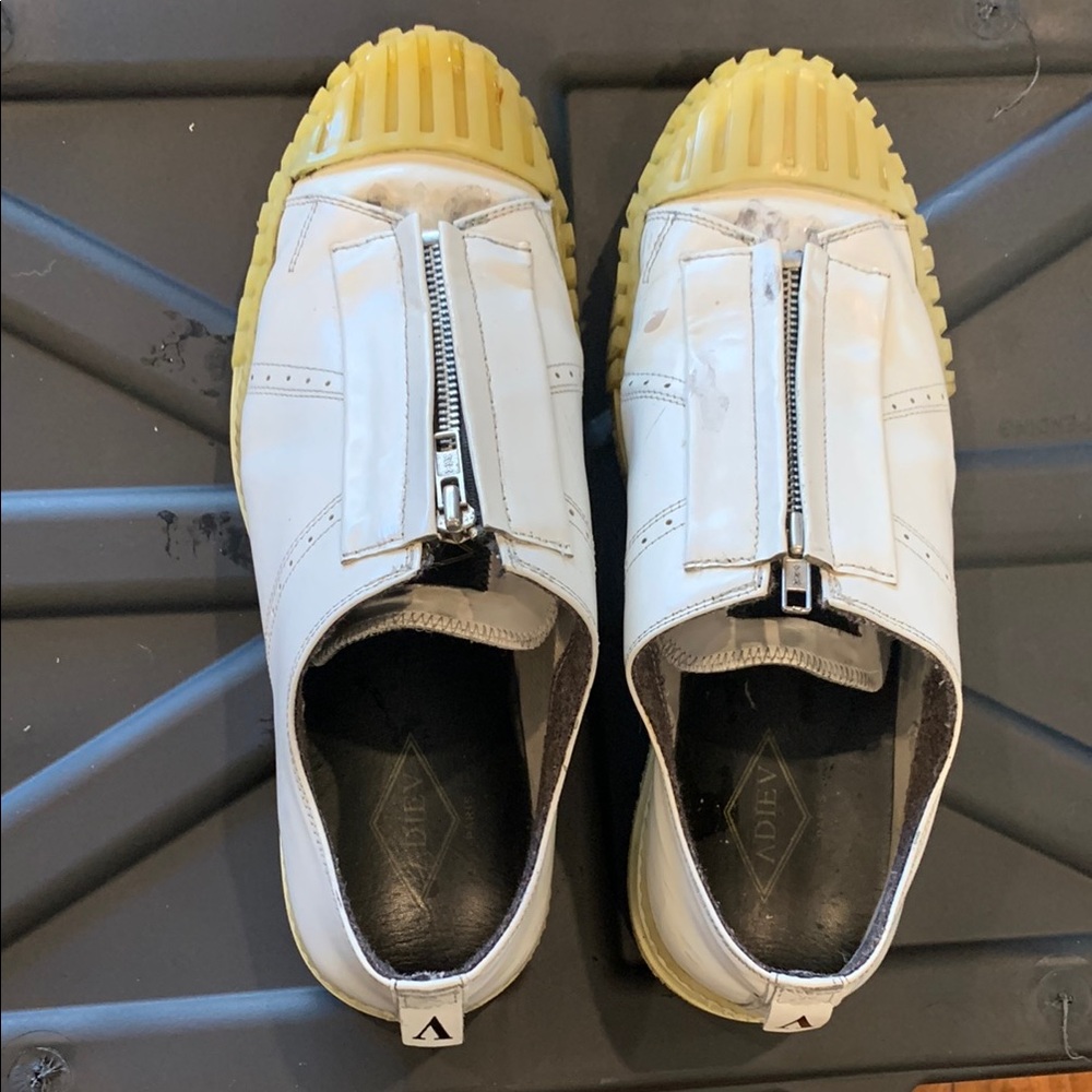 White and Yellow Zip Sneakers - Adiev